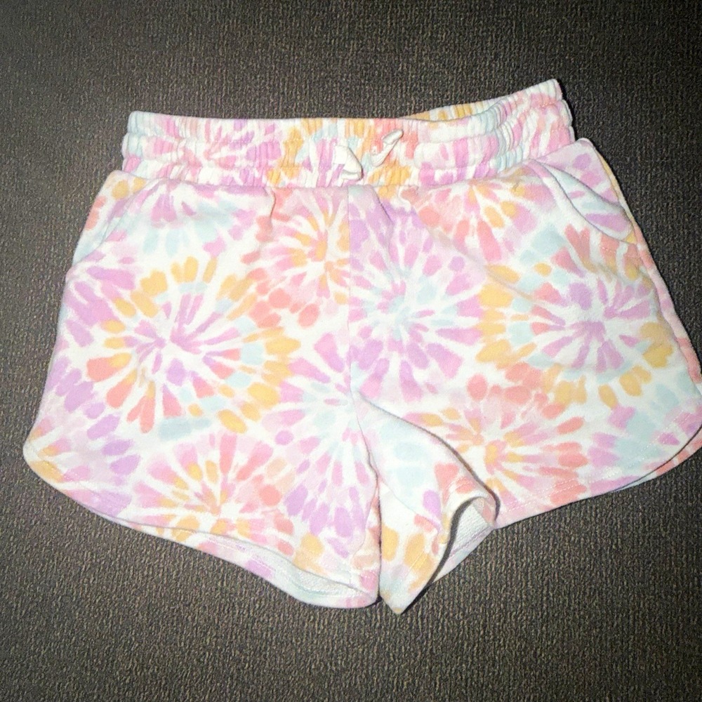 Jumping Beans Girls Tie-Dye Terry Shorts Size 8 Elastic Waist Drawstring